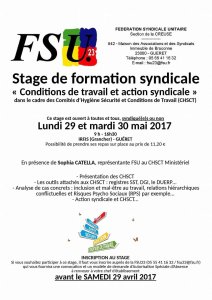 Stage syndical - Conditions de travail et action syndicale - 29 et 30 mai (…)