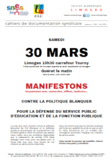Bulletin académique 364sup - Mars 2019 - Manifestation 30 mars