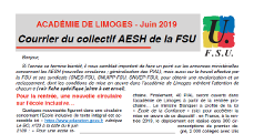 Courrier du collectif AESH FSU académique - Juin 2019