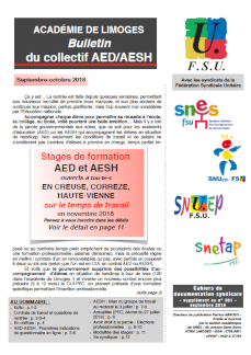 Bulletin du collectif AED/AESH FSU académique - Septembre Octobre 2018